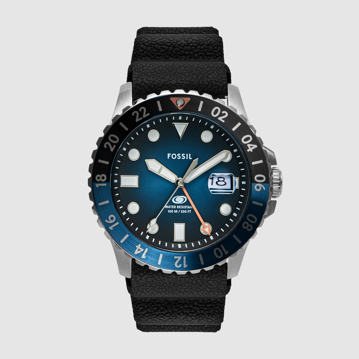 Fossil Round Black, Blue Analog watch