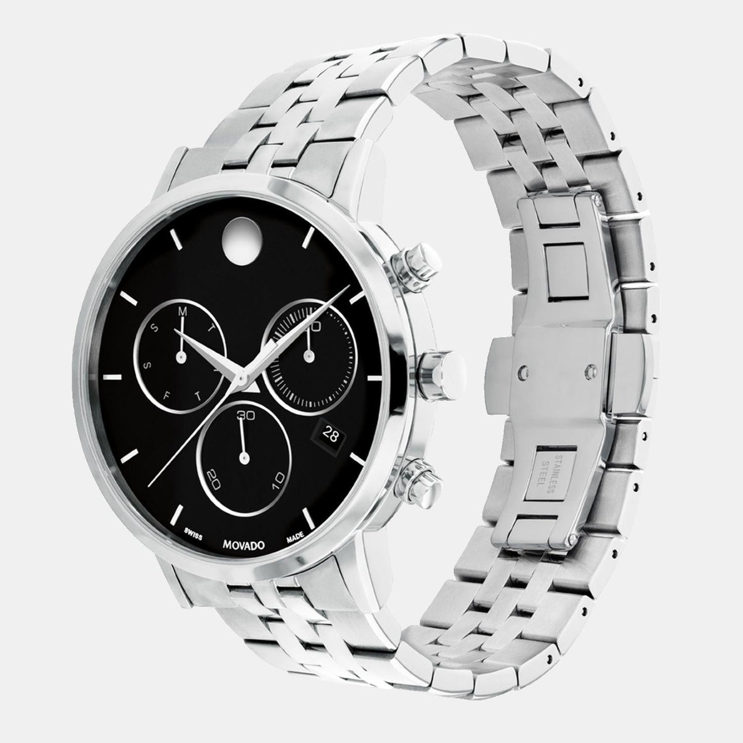 Men Quartz Black Dial Chronograph Stainless Steel Watch 607776