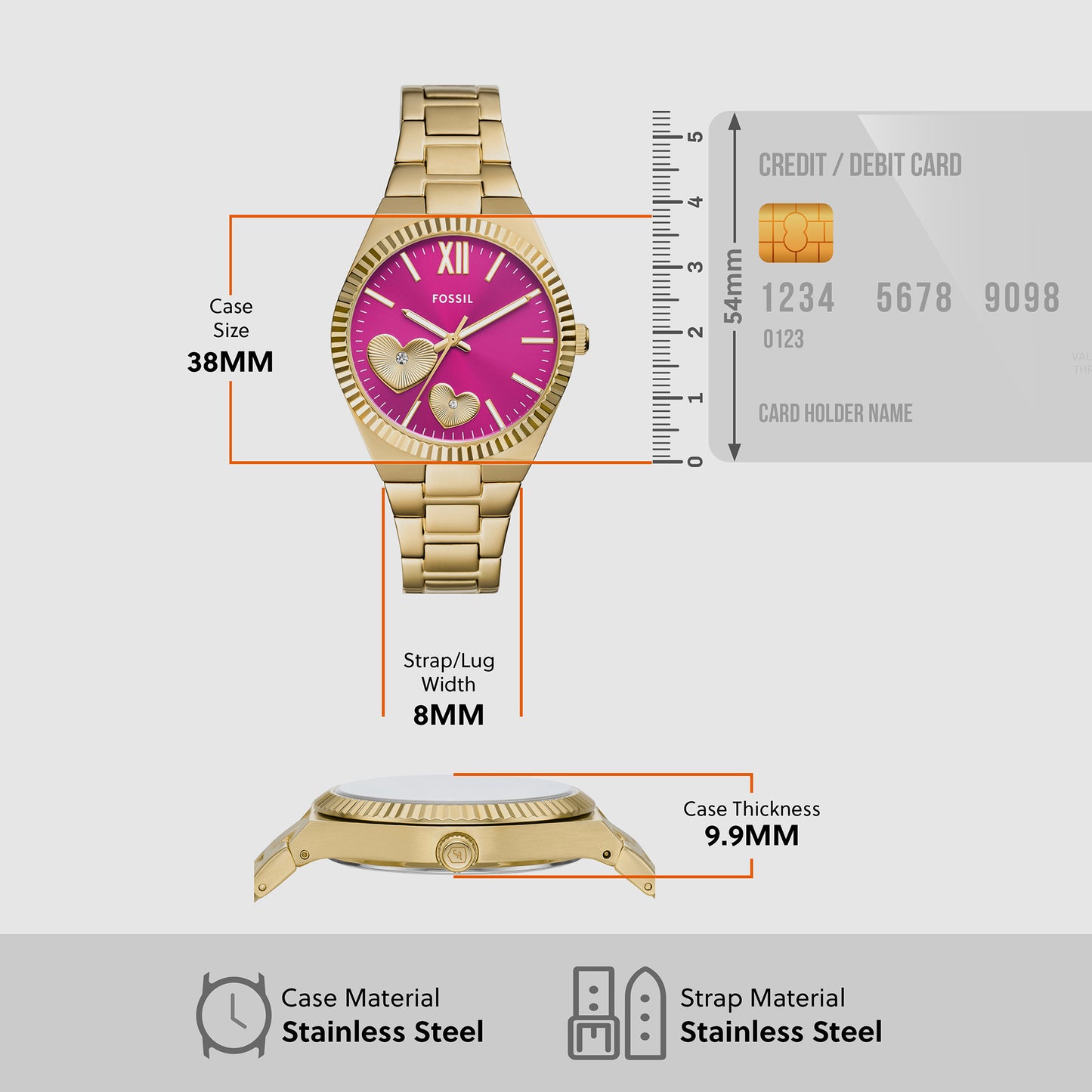 Women's Pink Stainless Steel Watch ES5325