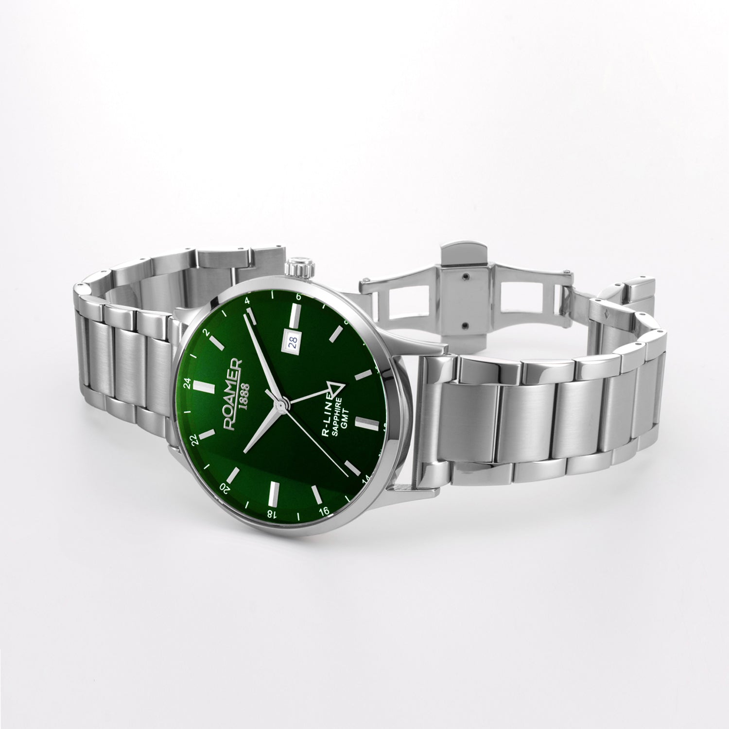R-Line Men Quartz Green Sunray Dial Analog Stainless Steel Watch 990987 41 75 05