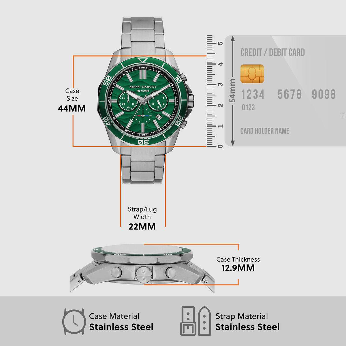Armani Exchange Stainless Steel Green watch