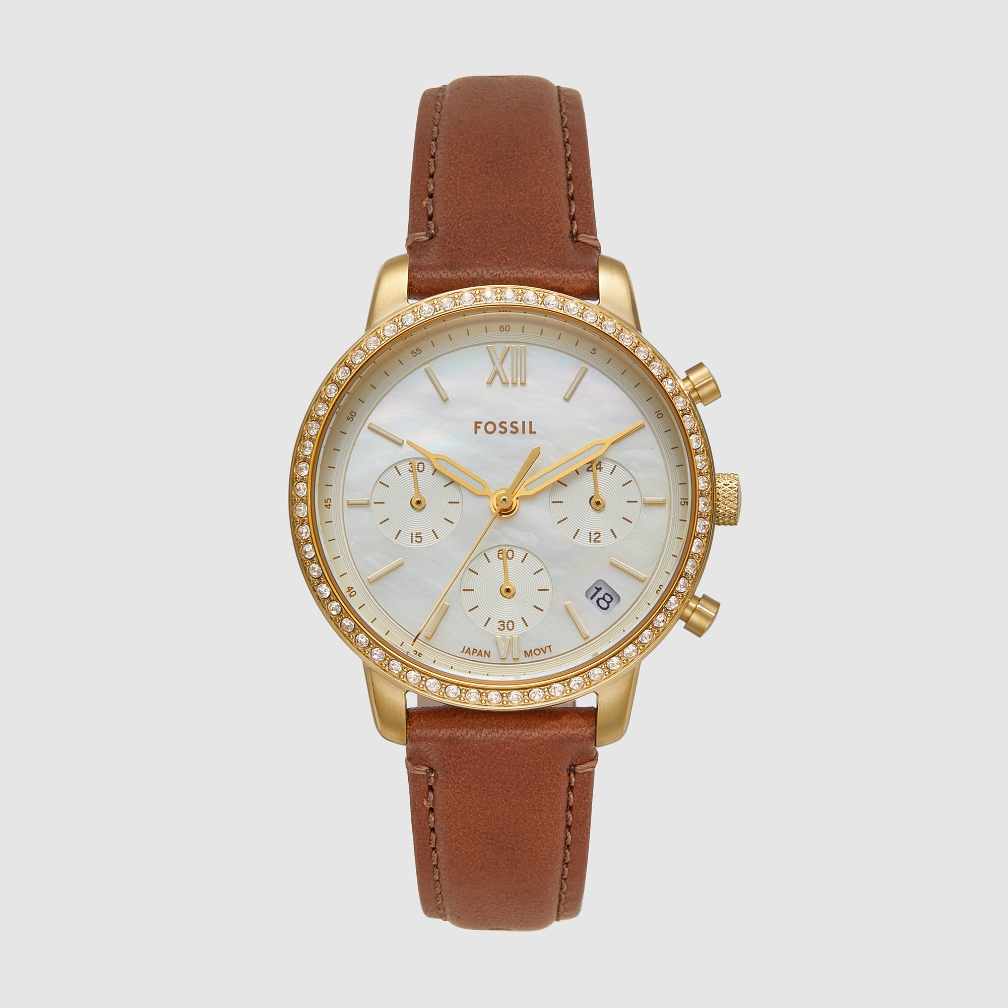 Fossil Round White Mother Of Pearl Chronograph watch