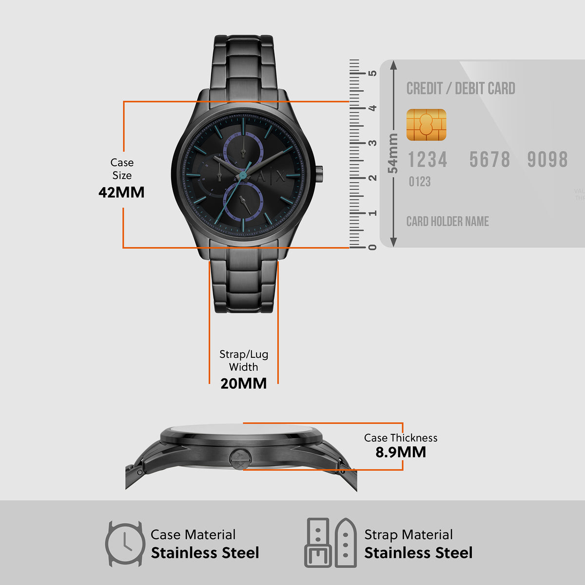 Armani Exchange Stainless Steel Black watch