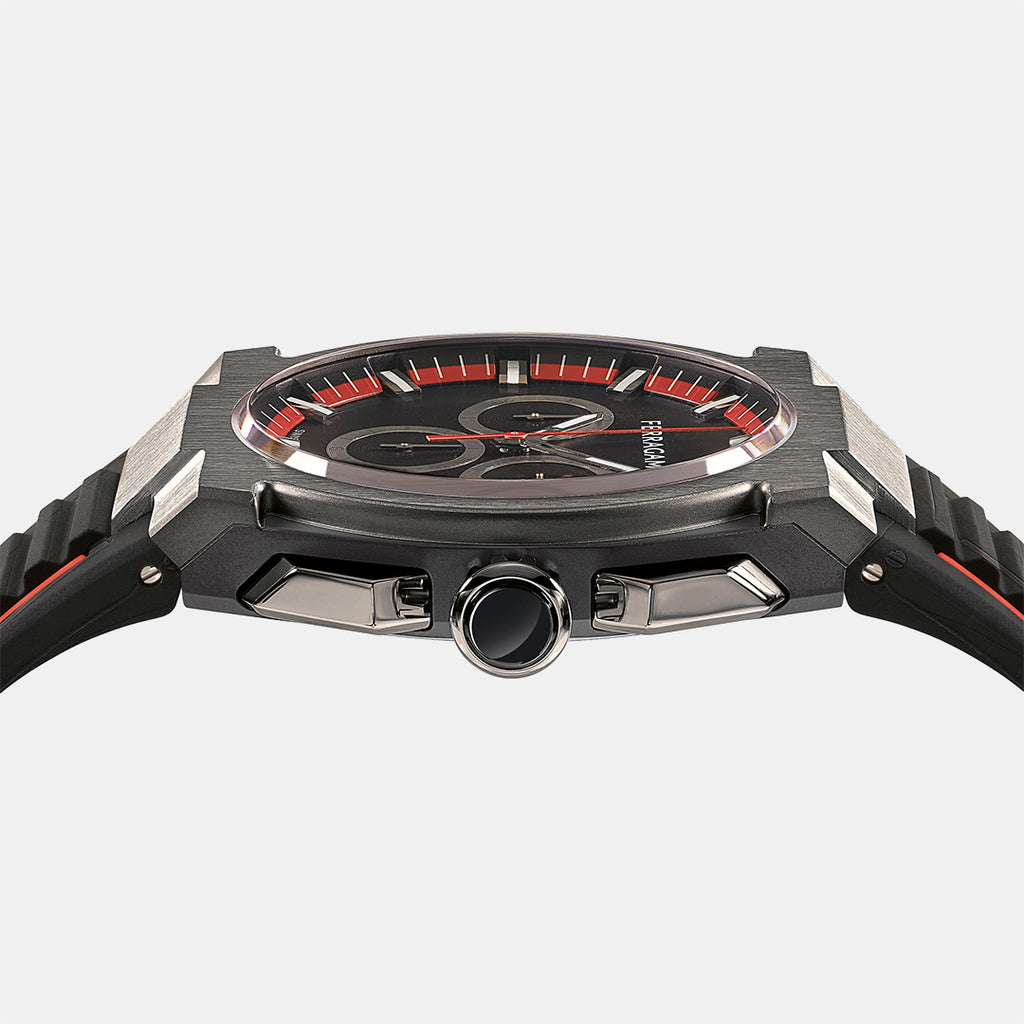 Ferragamo Men Round Black watch