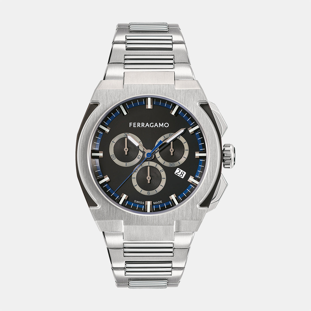 Ferragamo Round Black Chronograph watch
