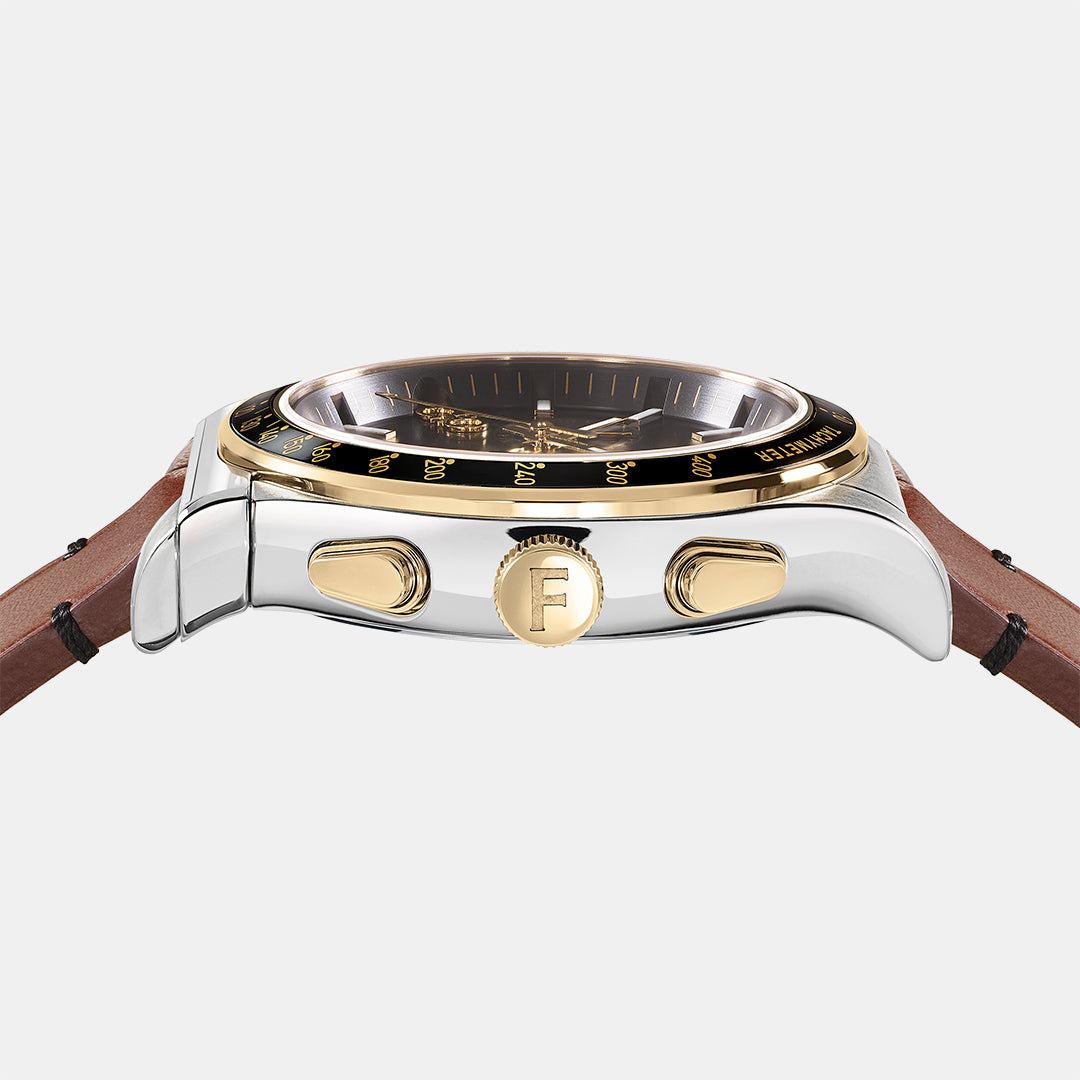 Ferragamo Men Round Black watch