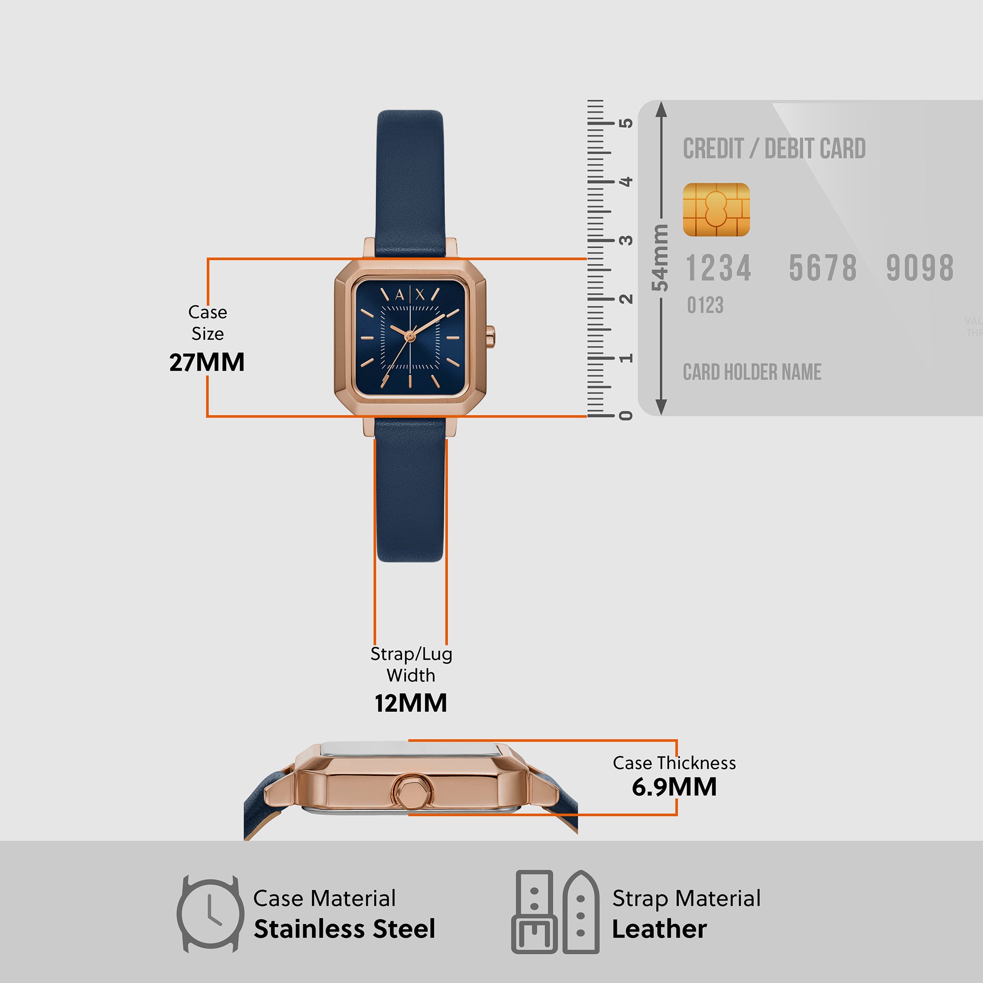 Armani Exchange Leather Blue watch