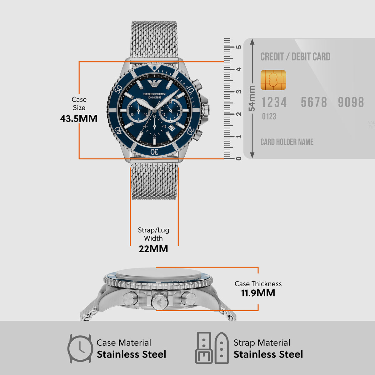 Emporio Armani Stainless Steel Blue watch