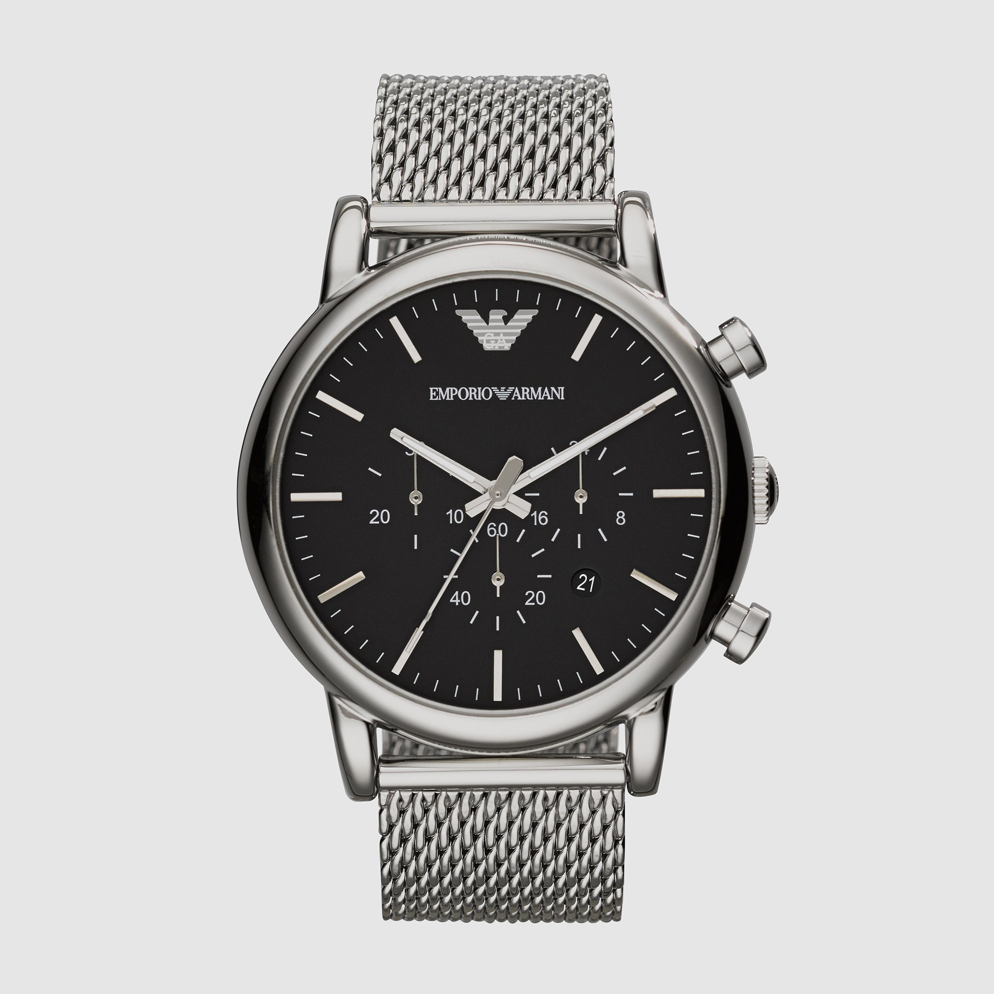 Emporio Armani Men Quartz Black Dial Chronograph Stainless Steel Watch ...
