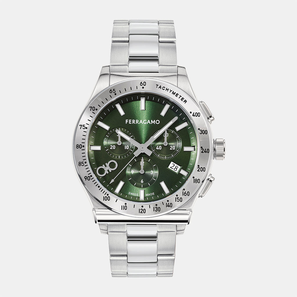 Ferragamo Round Green Chronograph watch
