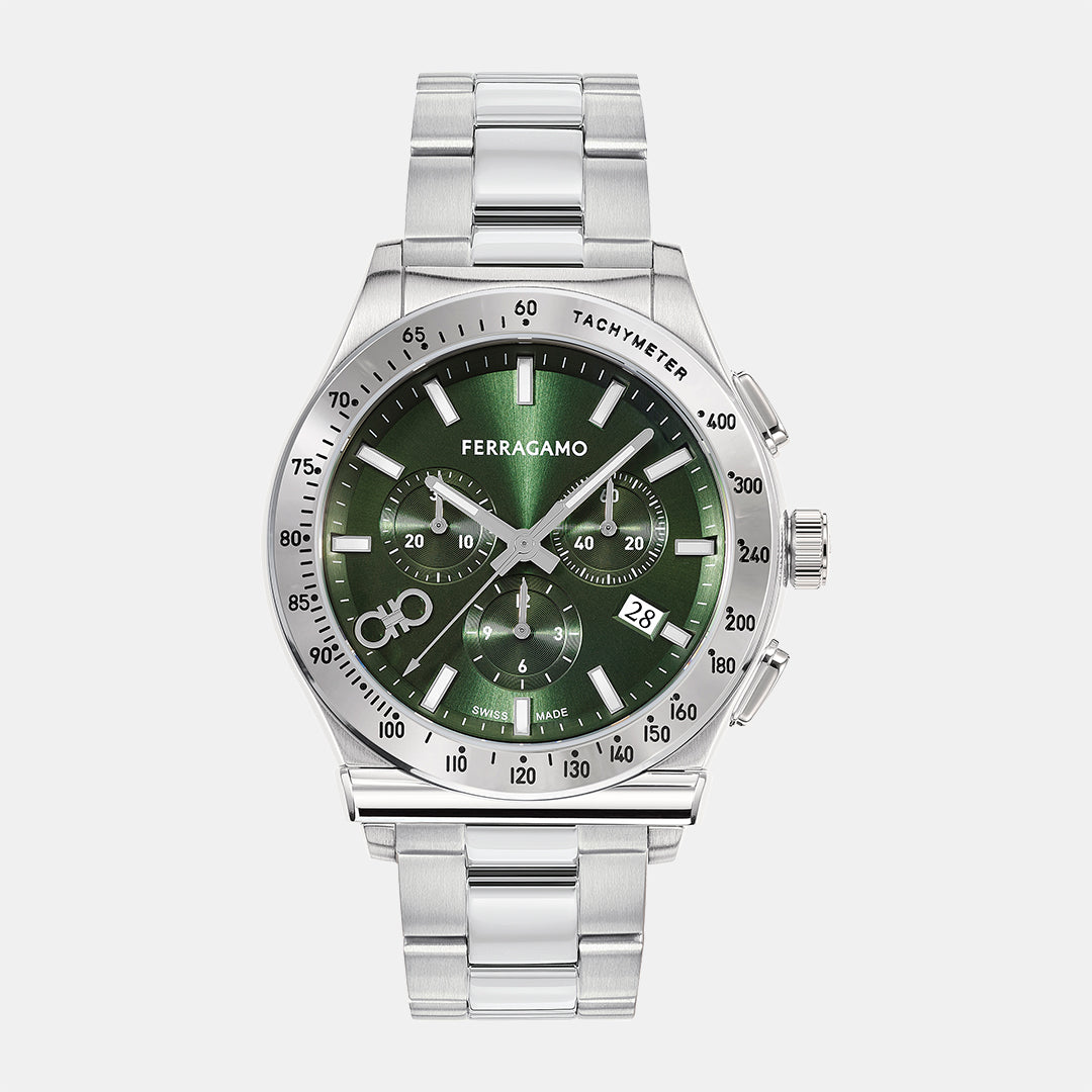 Ferragamo Round Green Chronograph watch