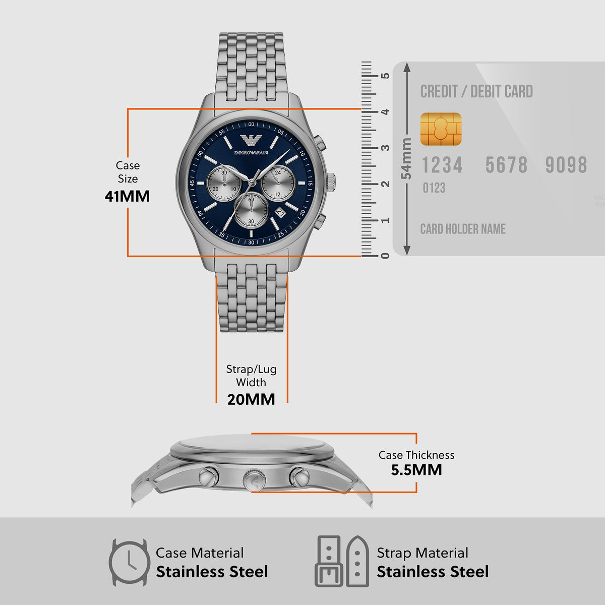 Emporio Armani Stainless Steel Blue watch