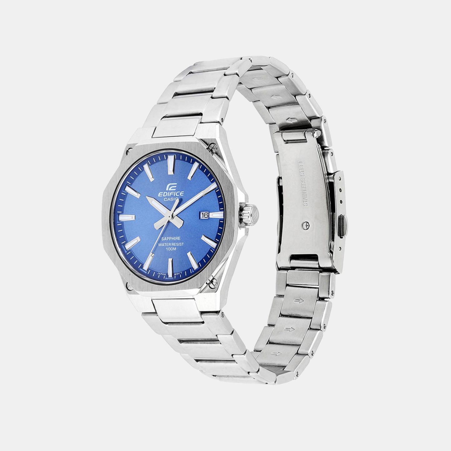 Men Blue Dial Analog Stainless Steel Watch ED602