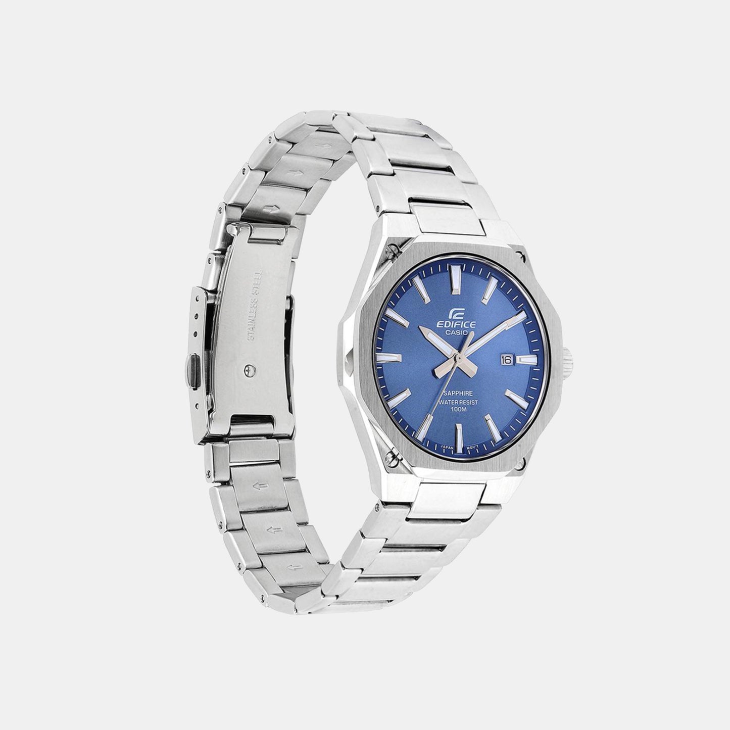 Men Blue Dial Analog Stainless Steel Watch ED602