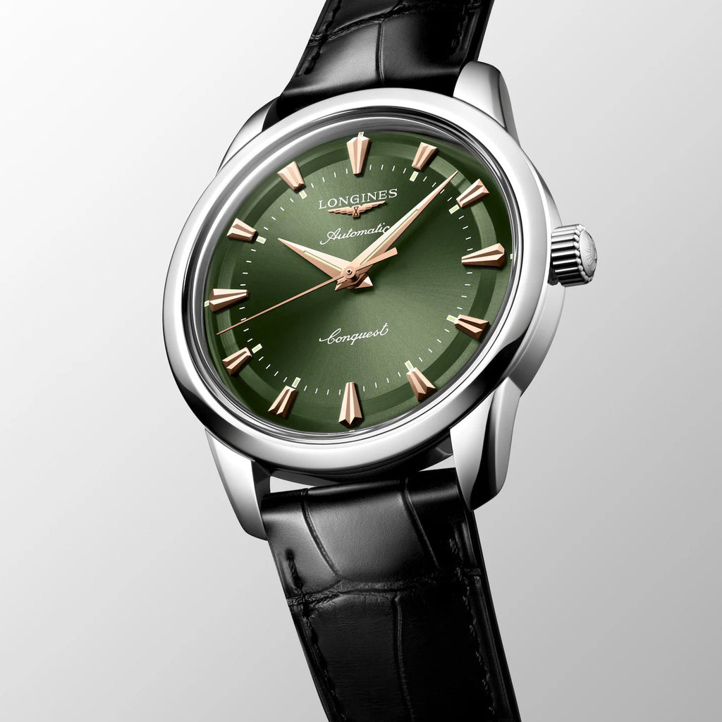 Conquest Men Automatic Green Dial Analog Leather Watch L16504022