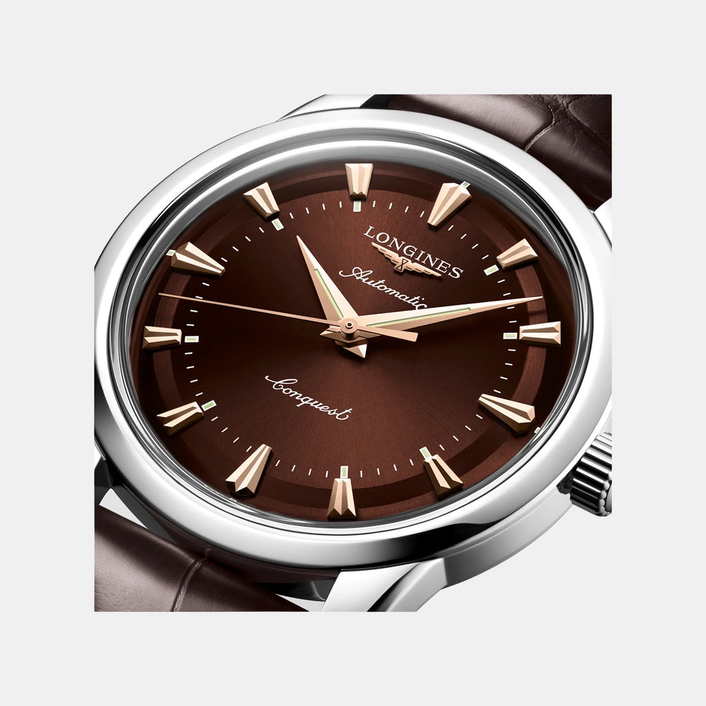 Conquest Men Automatic Brown Dial Analog Leather Watch L16504622