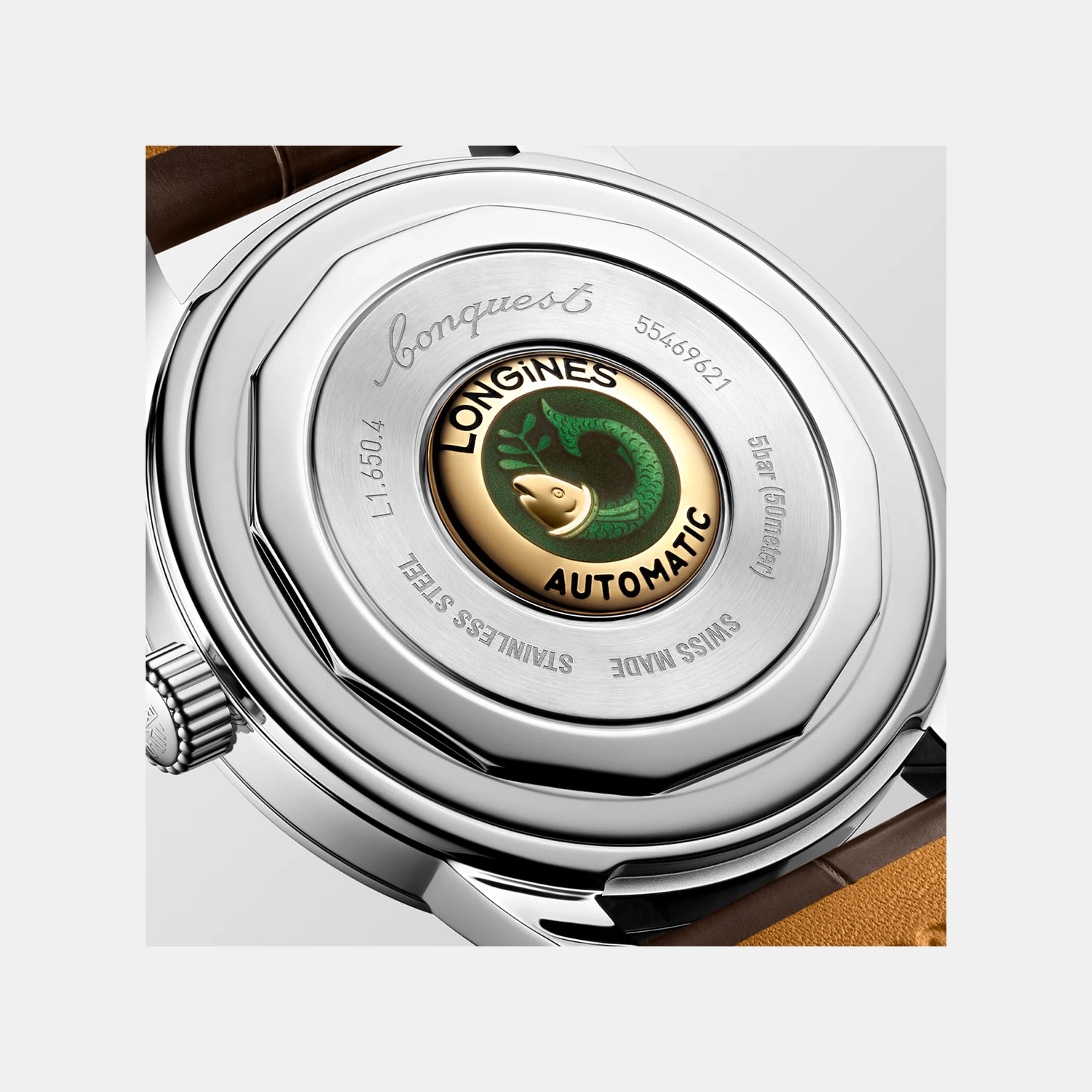 Conquest Men Automatic Brown Dial Analog Stainless Steel Watch L16504622