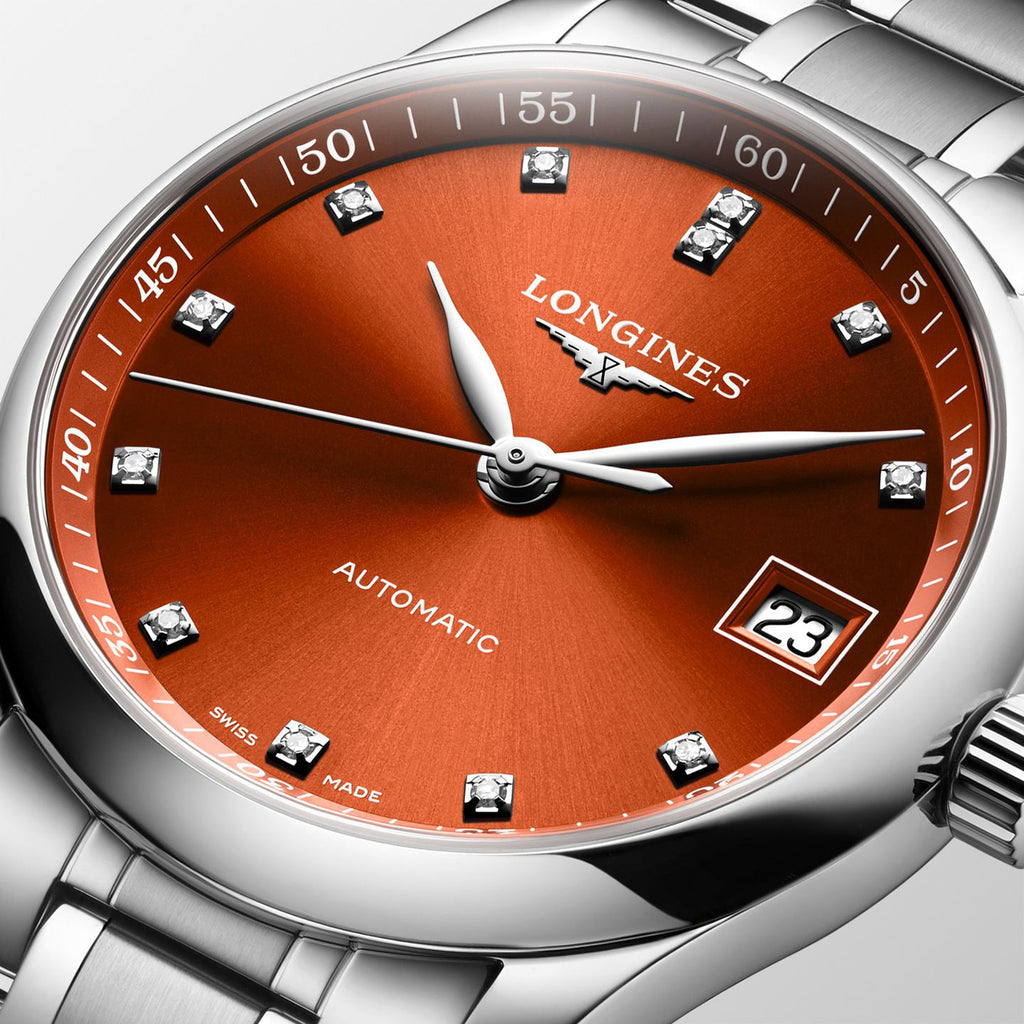 Women Automatic Orange Dial Analog Stainless Steel Watch L23574086