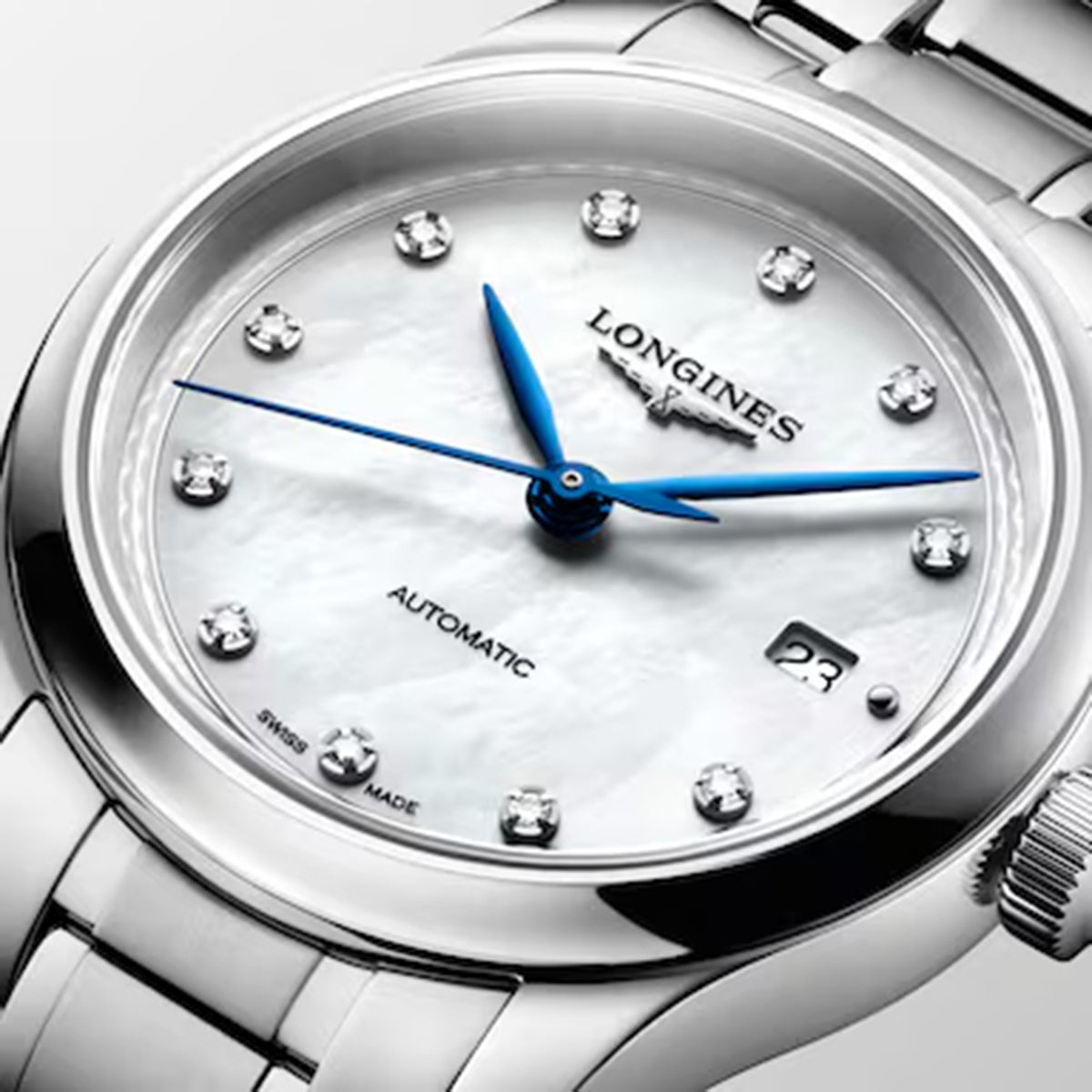 Master Women Automatic White Mother Of Pearl Dial Analog Stainless Steel Watch L24494876