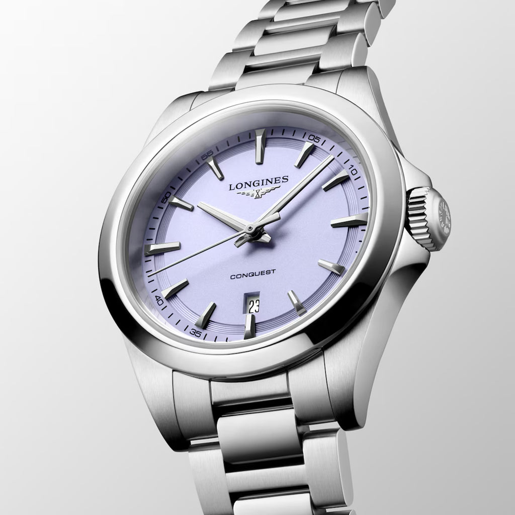 Conquest Women Quartz Lavender Dial Analog Stainless Steel Watch L33504026