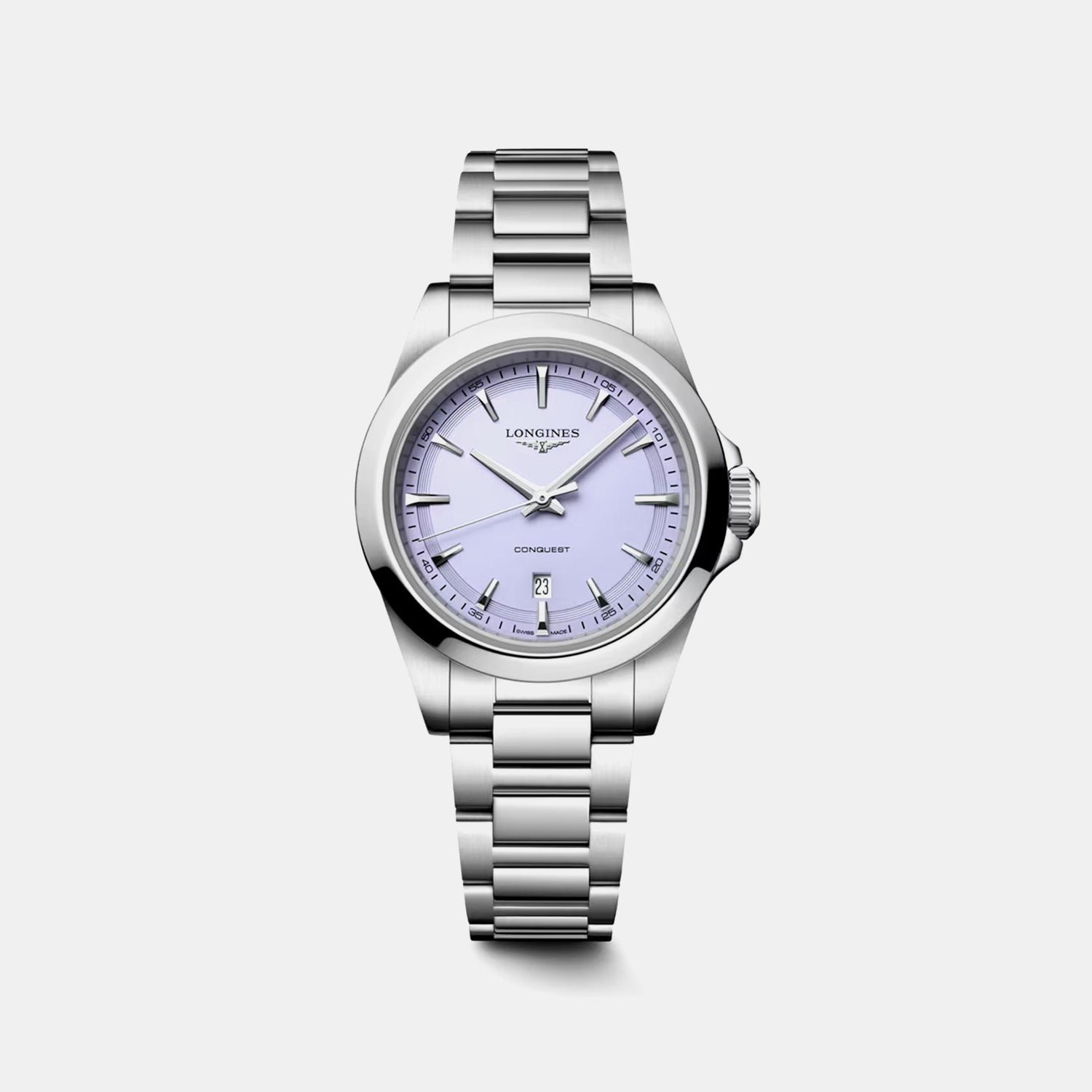 Conquest Women Quartz Lavender Dial Analog Stainless Steel Watch L33504026