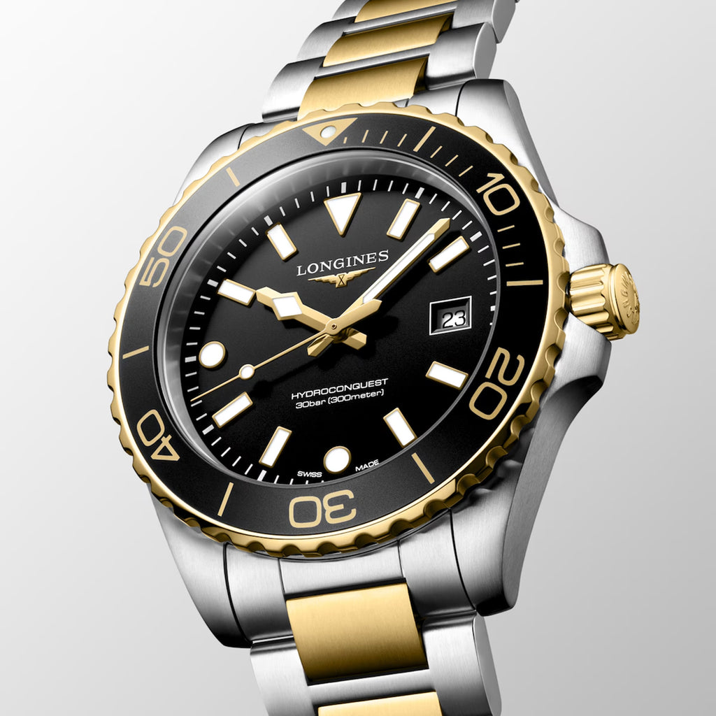 Hydroconquest Men Quartz Black Dial Analog Stainless Steel Watch L37693567