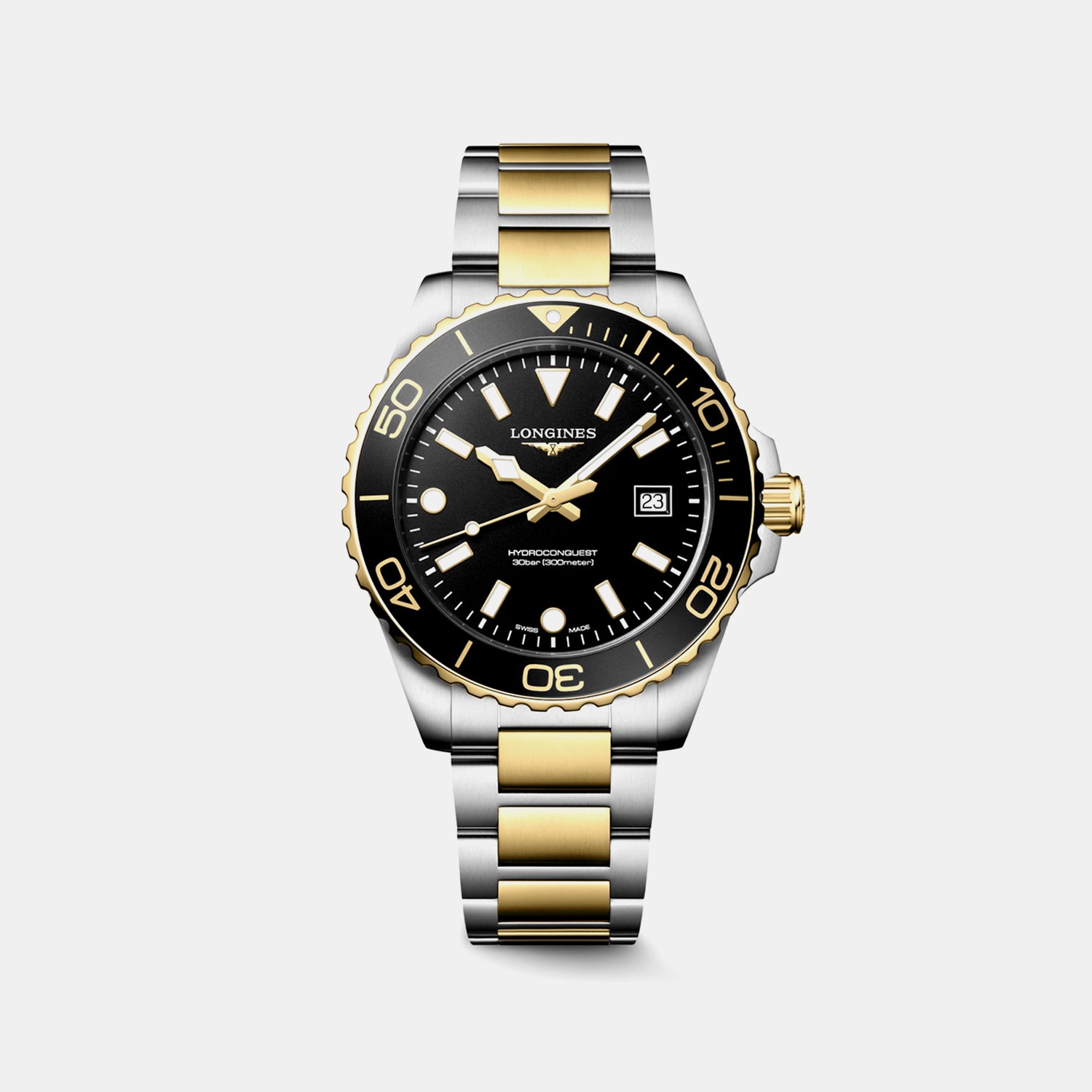 Hydroconquest Men Quartz Black Dial Analog Stainless Steel Watch L37693567