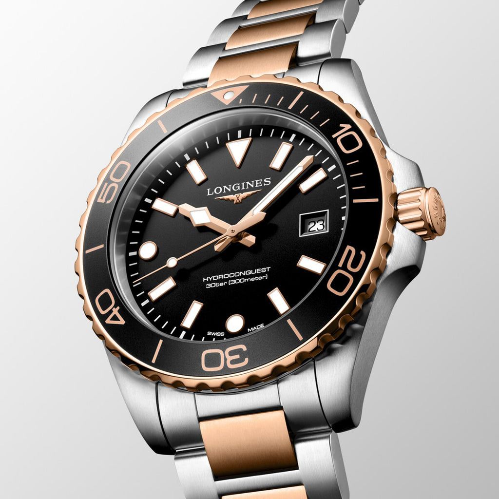 Hydroconquest Men Quartz Black Dial Analog Stainless Steel Watch L37693587