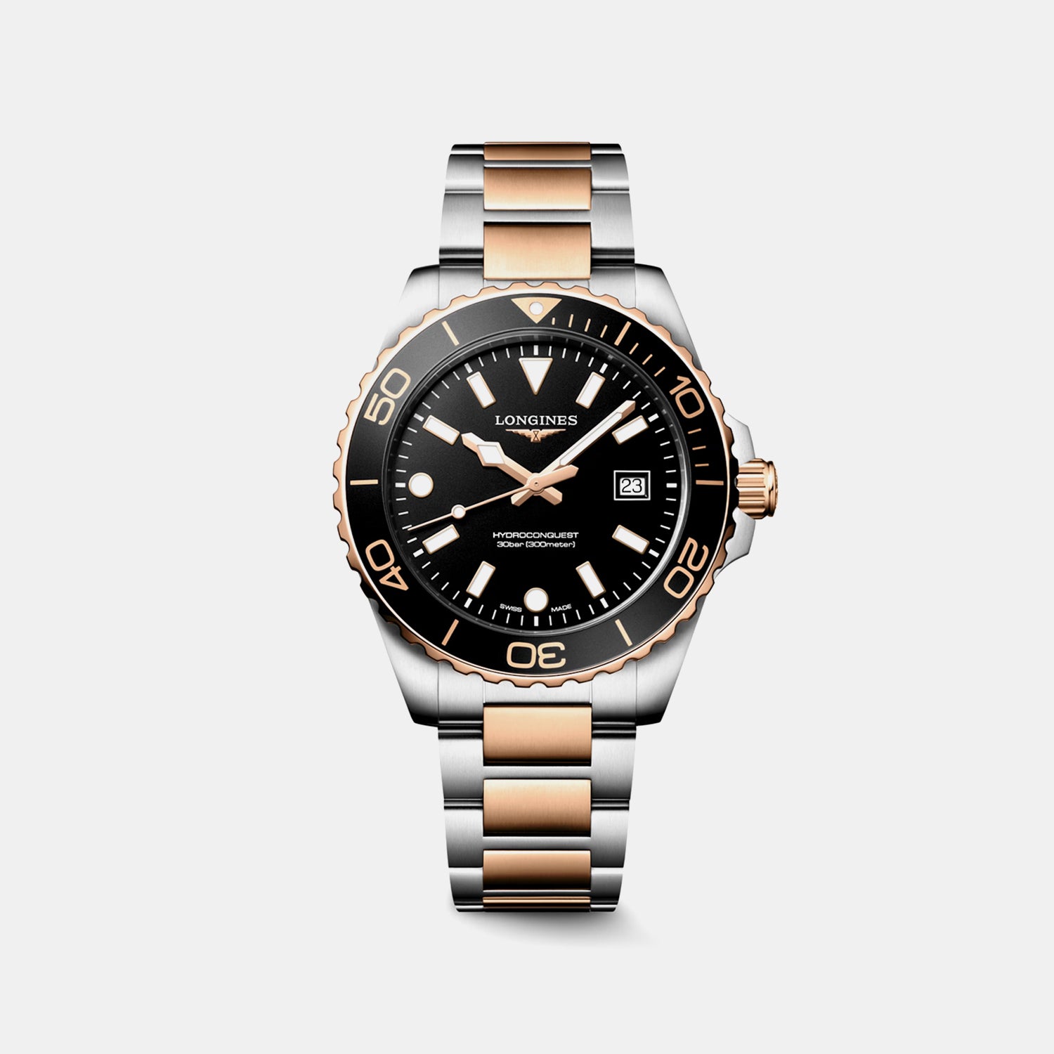 Hydroconquest Men Quartz Black Dial Analog Stainless Steel Watch L37693587