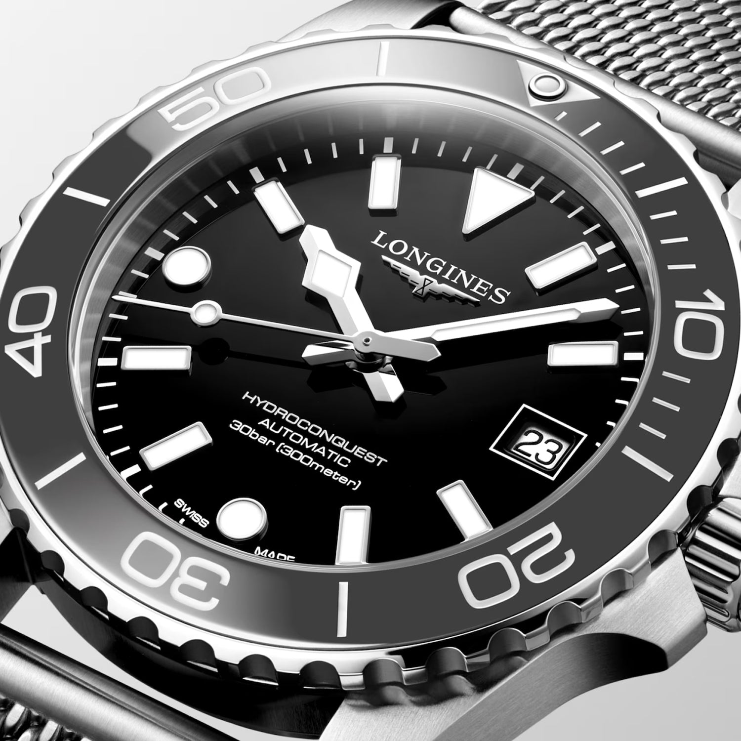 Hydroconquest Men Automatic Black Dial Analog Stainless Steel Watch L37794706