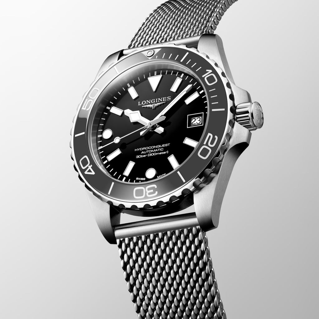 Hydroconquest Men Automatic Black Dial Analog Stainless Steel Watch L37794706