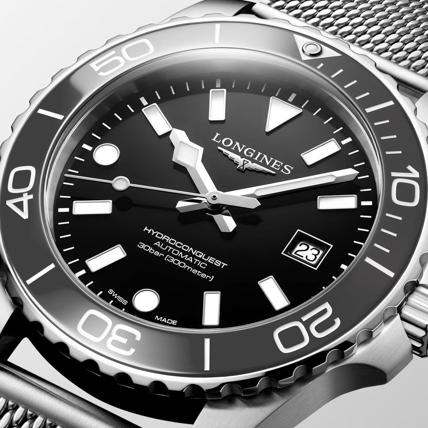 Hydroconquest Men Automatic Black Dial Analog Stainless Steel Watch L37884706