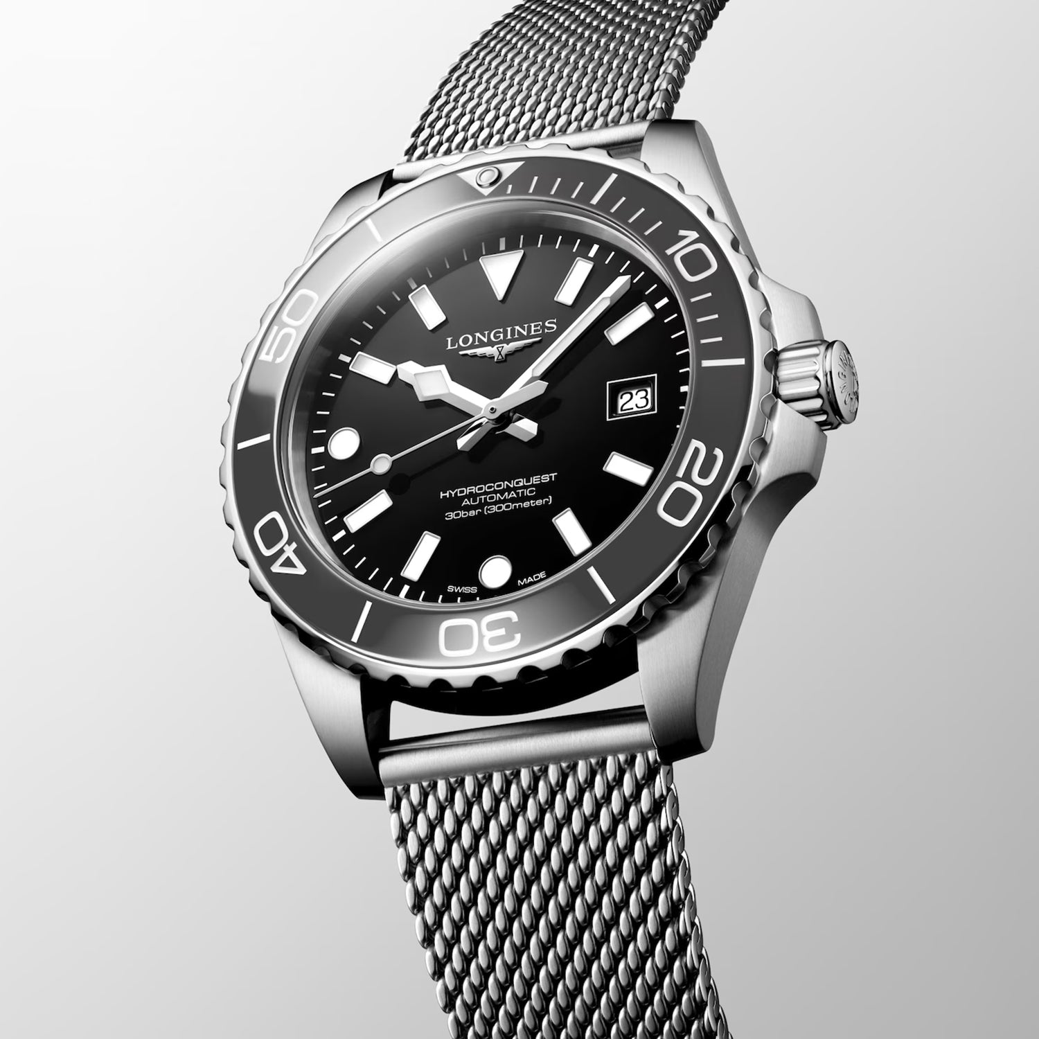 Hydroconquest Men Automatic Black Dial Analog Stainless Steel Watch L37884706