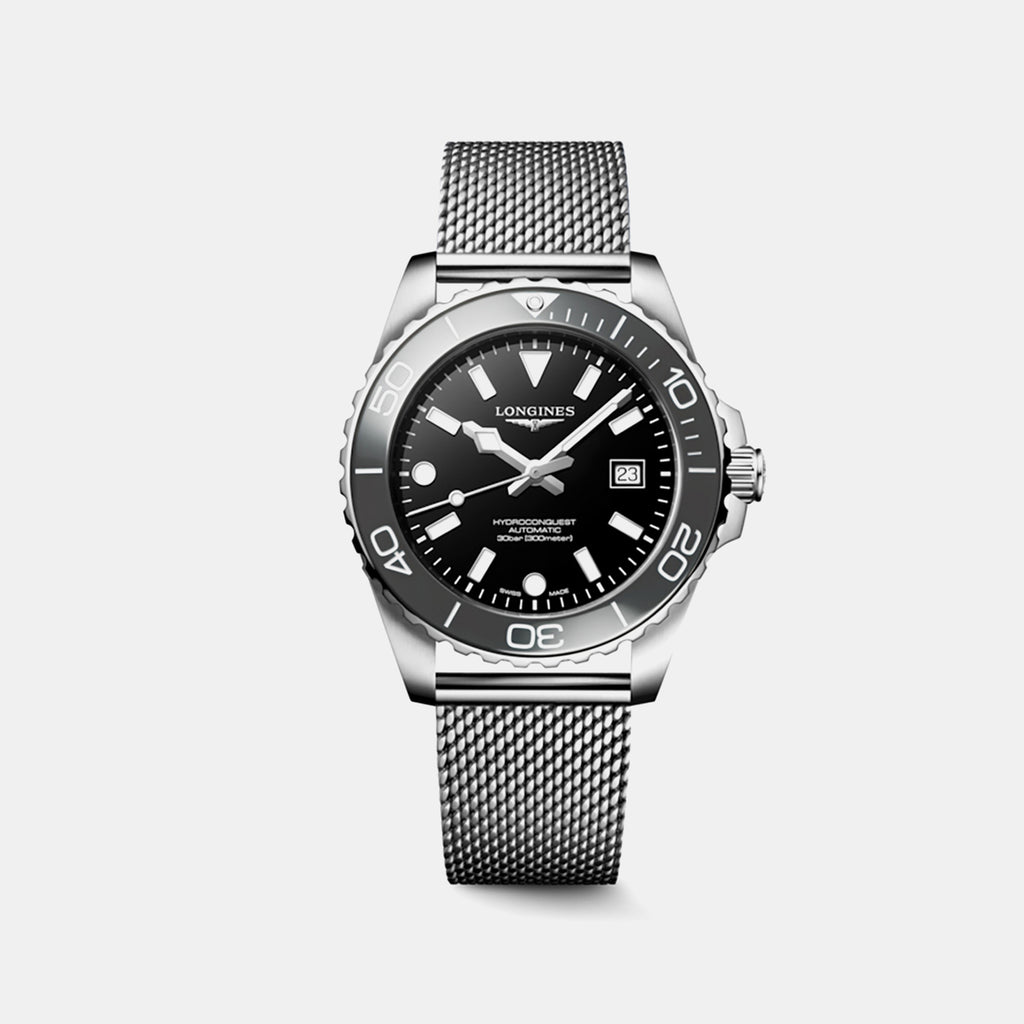 Hydroconquest Men Automatic Black Dial Analog Stainless Steel Watch L37884706