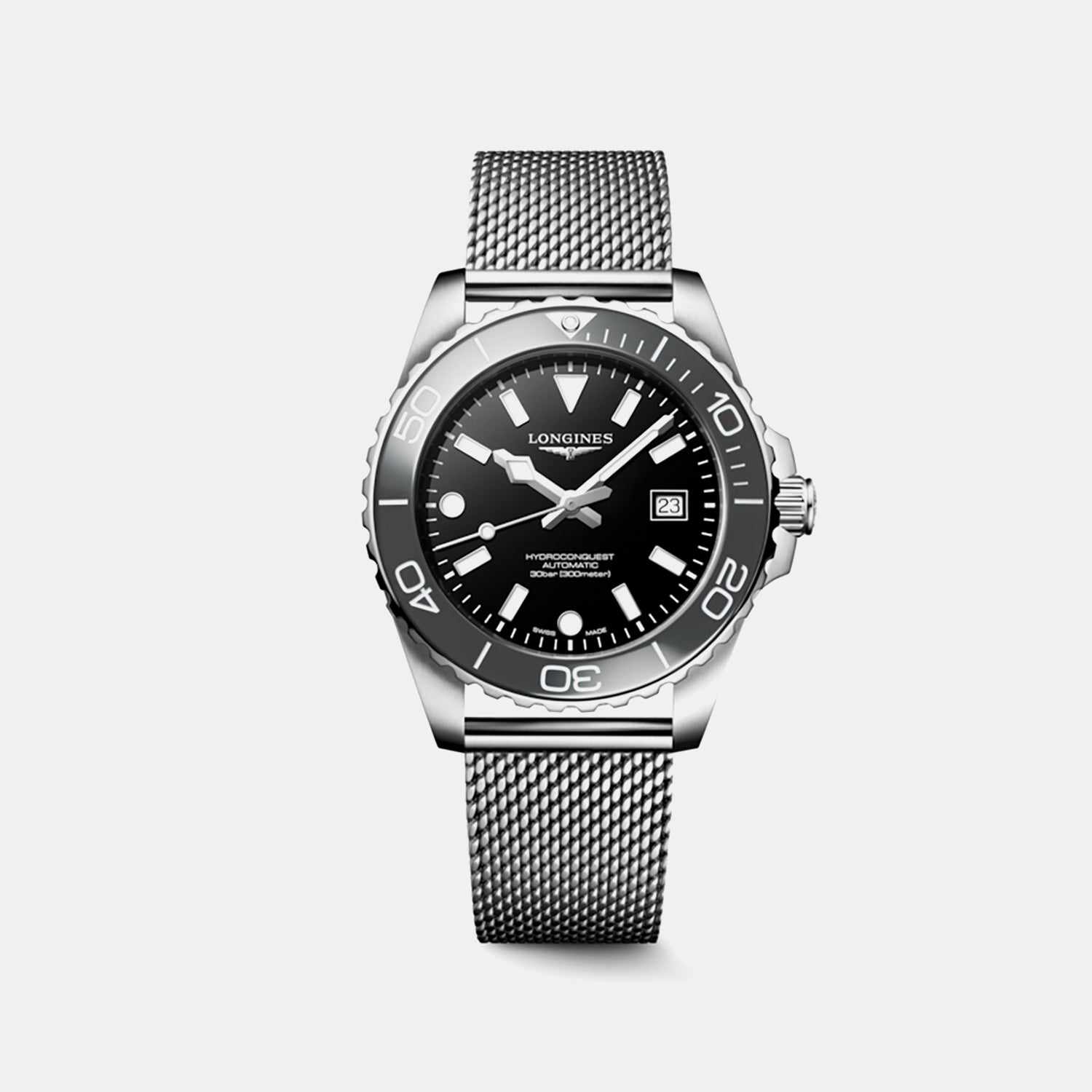 Hydroconquest Men Automatic Black Dial Analog Stainless Steel Watch L37884706