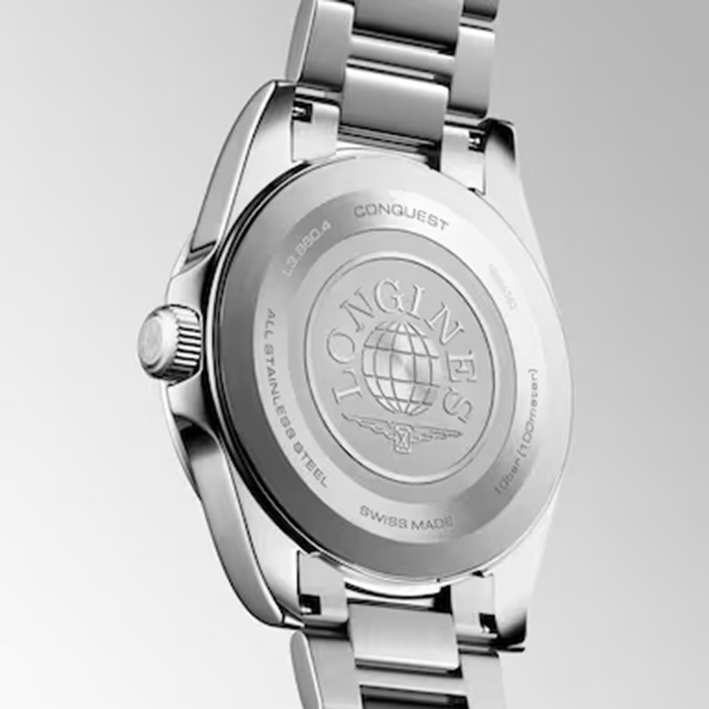 Conquest Men Quartz White Dial Analog Stainless Steel Watch L38604126