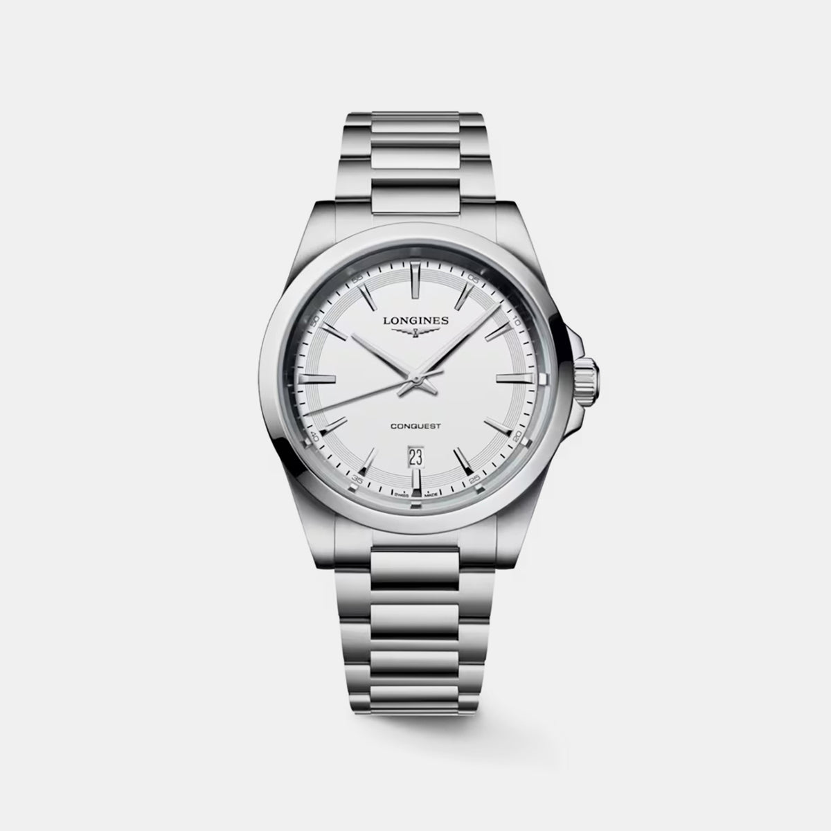 Conquest Men Quartz White Dial Analog Stainless Steel Watch L38604126