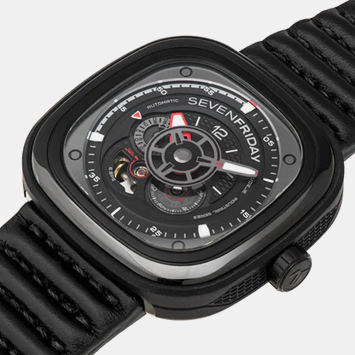 P Series Unisex Automatic Black Dial Analog Leather Watch P3C-06