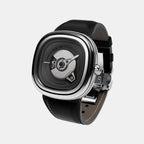 Men Automatic Black Dial Analog Leather Watch PE1-01