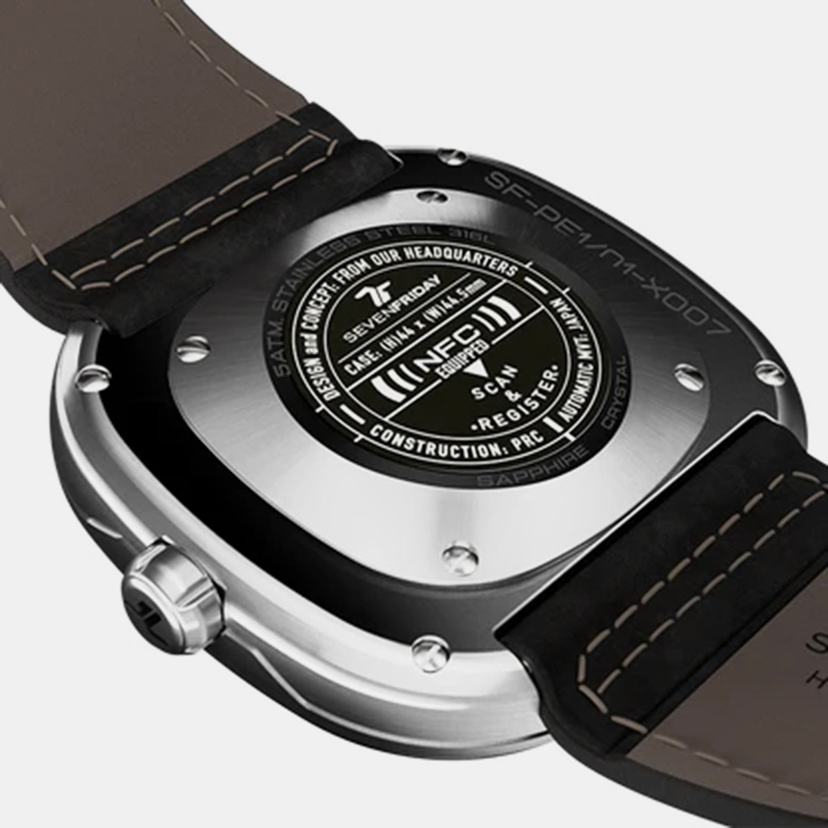 Men Automatic Black Dial Analog Leather Watch PE1-01