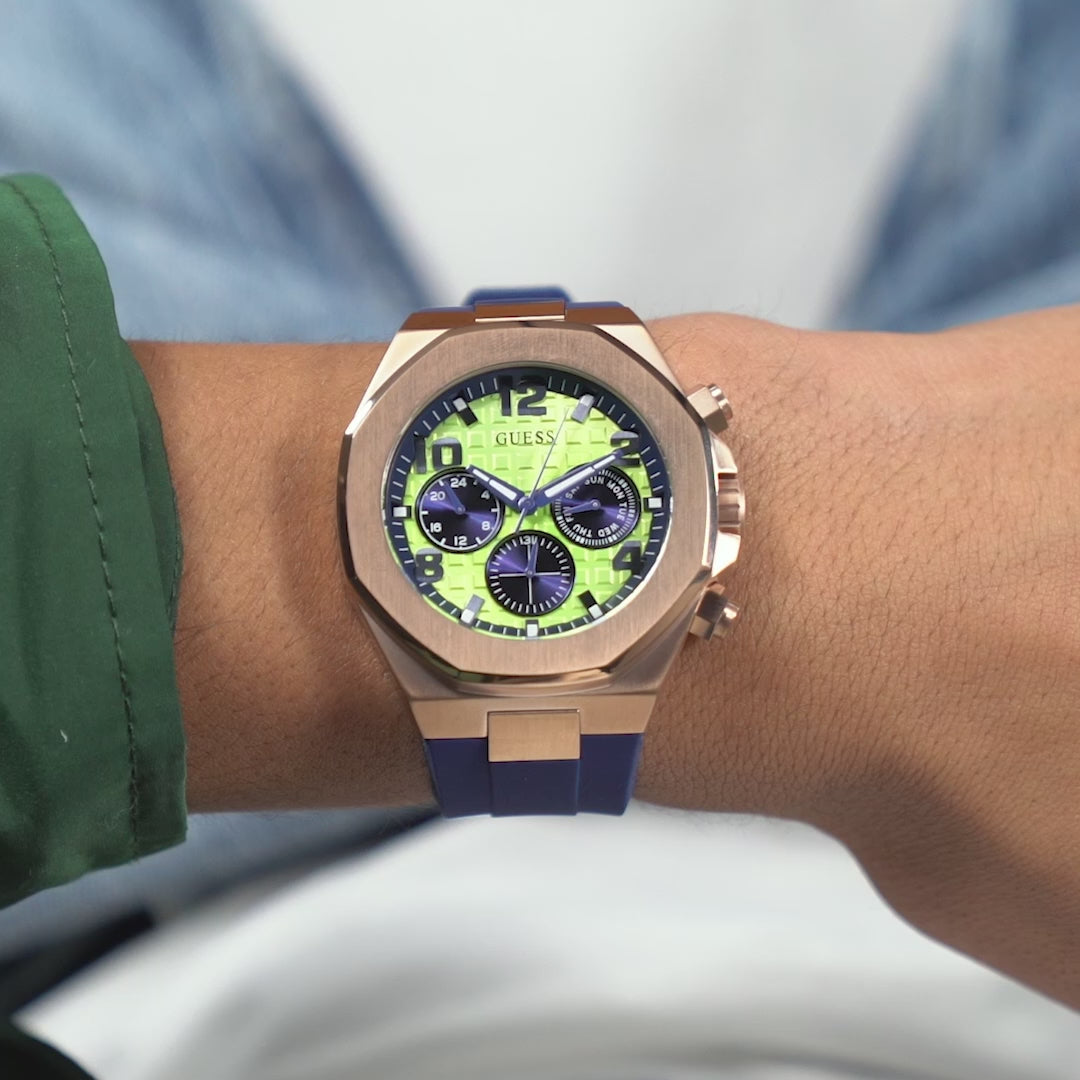 Men Quartz Green Dial Chronograph Silicone Watch GW0583G3