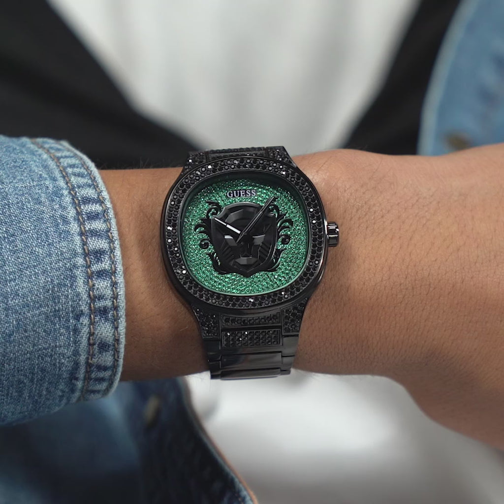 Men Quartz Green Dial Analog Stainless Steel Watch GW0565G2