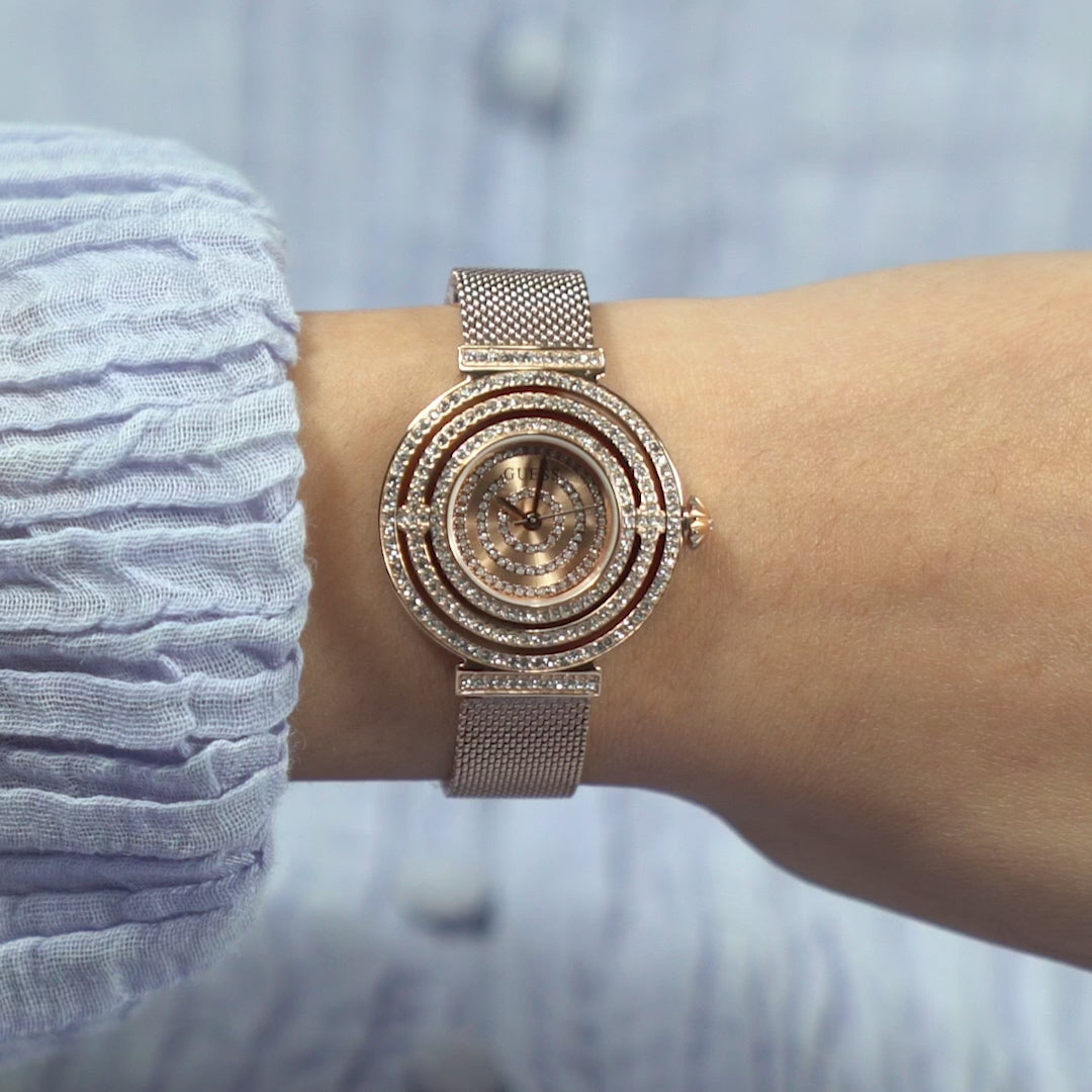 Dream Women Quartz Rose Gold Dial Analog Mesh Watch GW0550L3