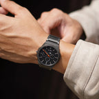 Blade Lunar Calendar-GM Moonphase Men Quartz Black Dial Multi-Function Stainless Steel Watch
