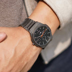 Blade Lunar Calendar-GM Moonphase Men Quartz Black Dial Multi-Function Stainless Steel Watch