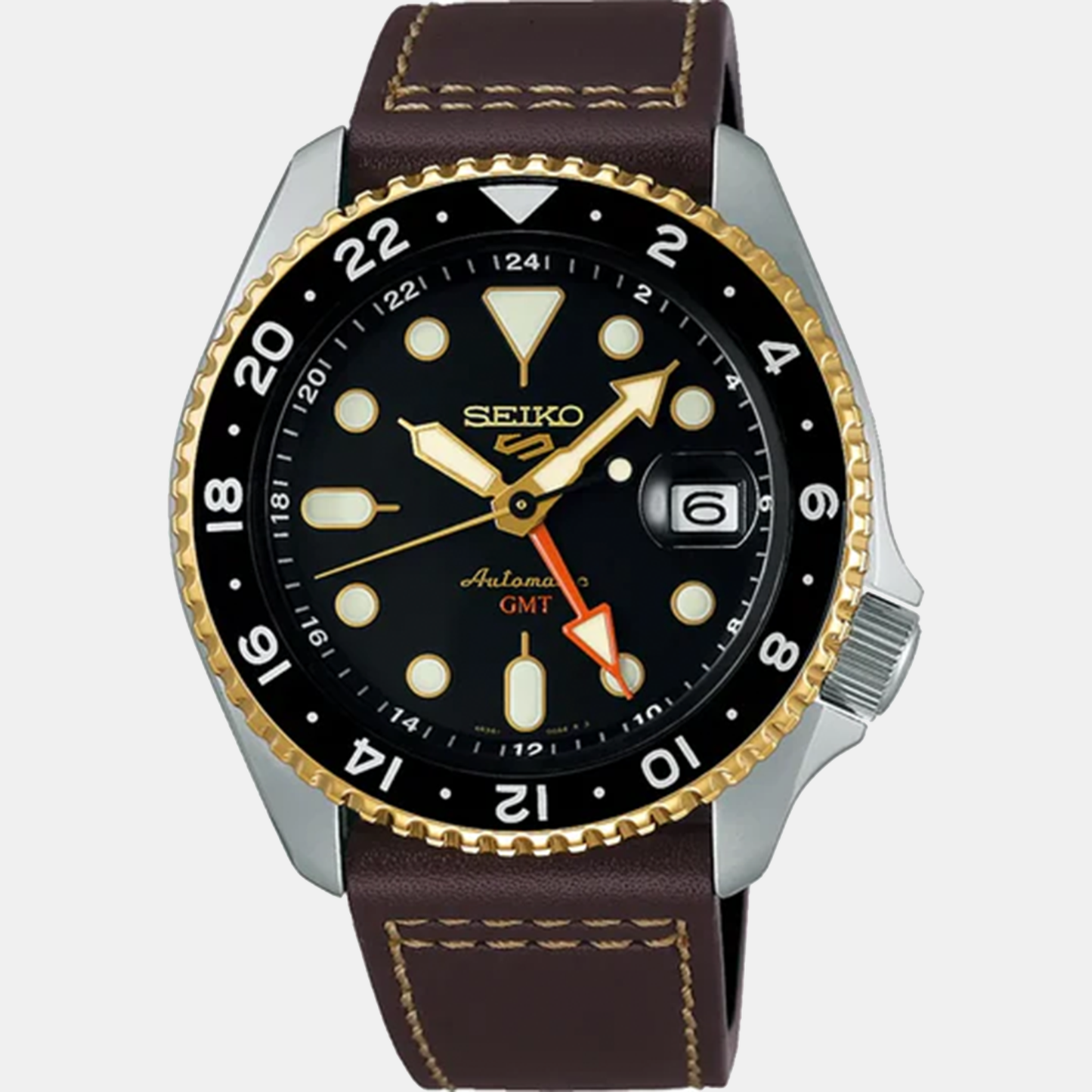 5 Sports Automatic Men Brown Dial Analog Leather Watch SSK036K1