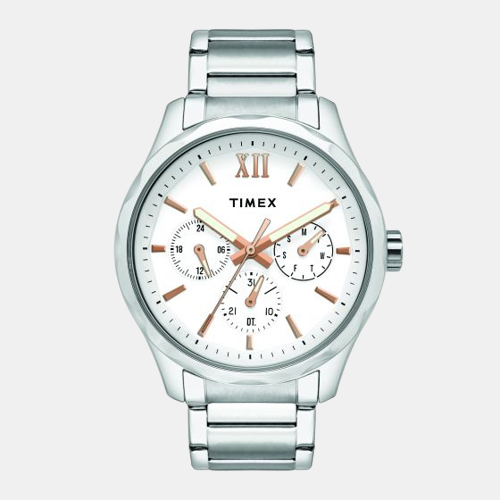 Timex Round White Chronograph watch