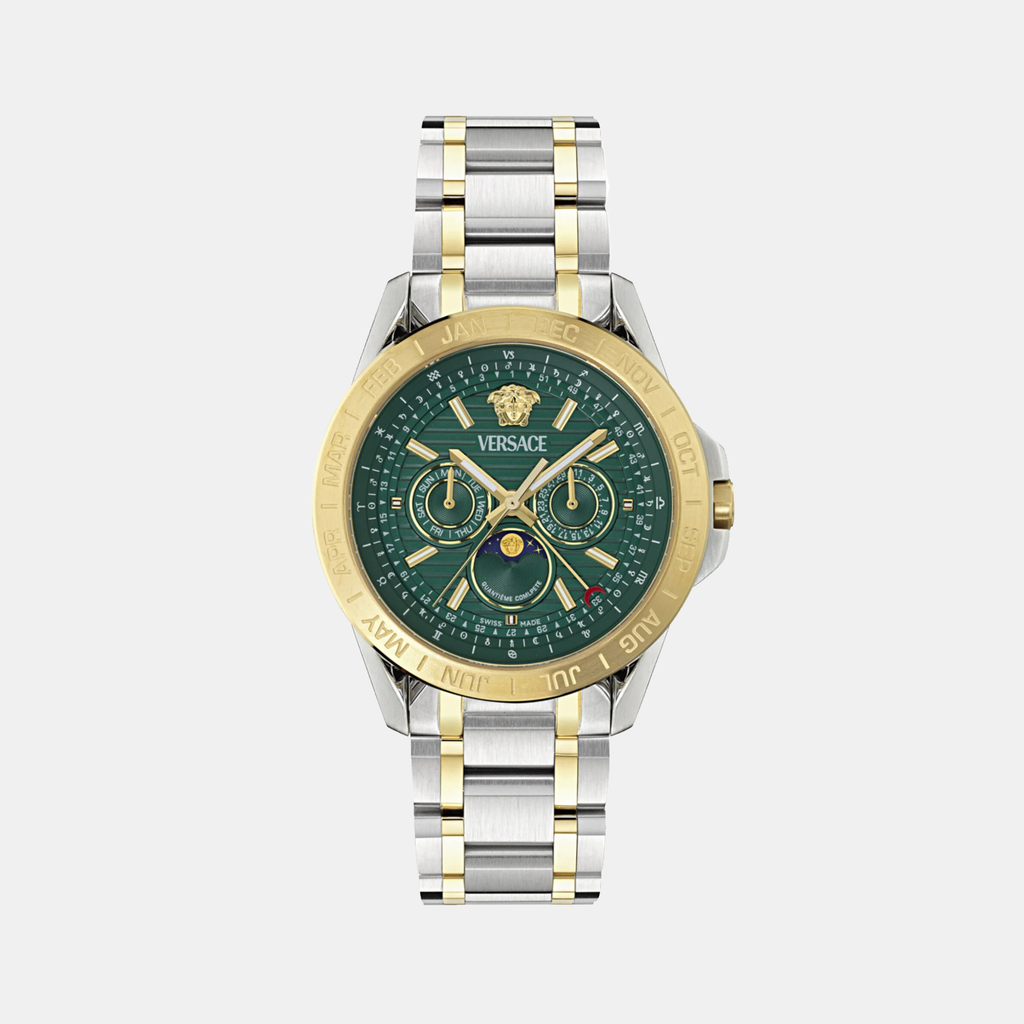 V-Galaxy Moonphase Men Quartz Green Dial Multi-Function Stainless Steel Watch VE0K00325