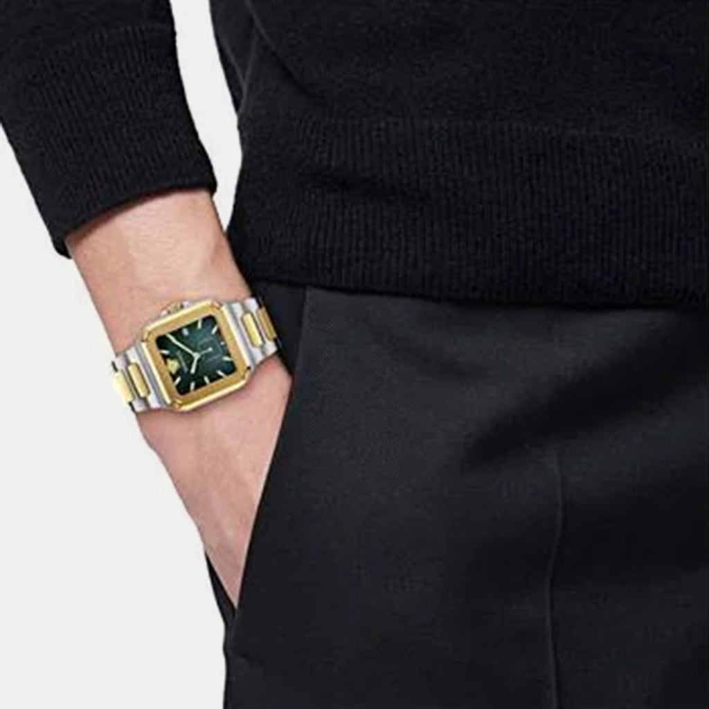 Greca Men Quartz Green Dial Analog Stainless Steel Watch VE9Y00426