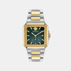 Greca Men Quartz Green Dial Analog Stainless Steel Watch VE9Y00426